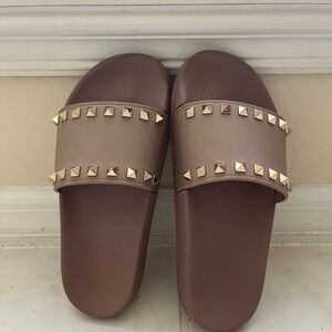 Valentino Slide Sandals in Mauve